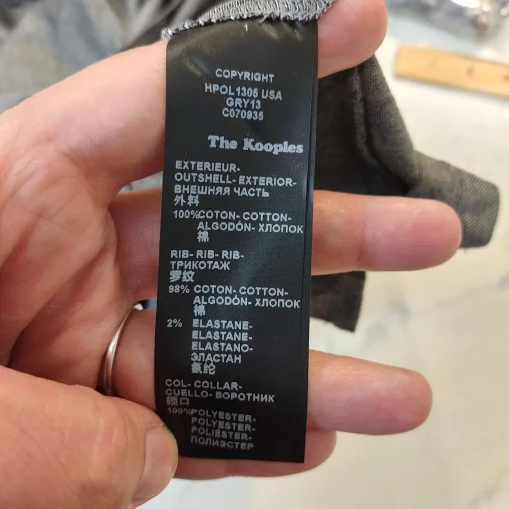 Kooples Shirt Mens Size S Womens M Polo Gray Academia Preppy Lightweight NEW - Picture 10 of 11